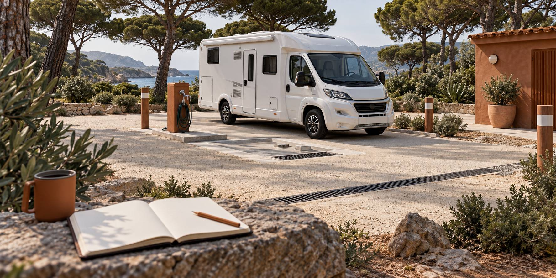 Illustration éditoriale du sujet : Camper service a Livorno: dove scaricare e fare acqua