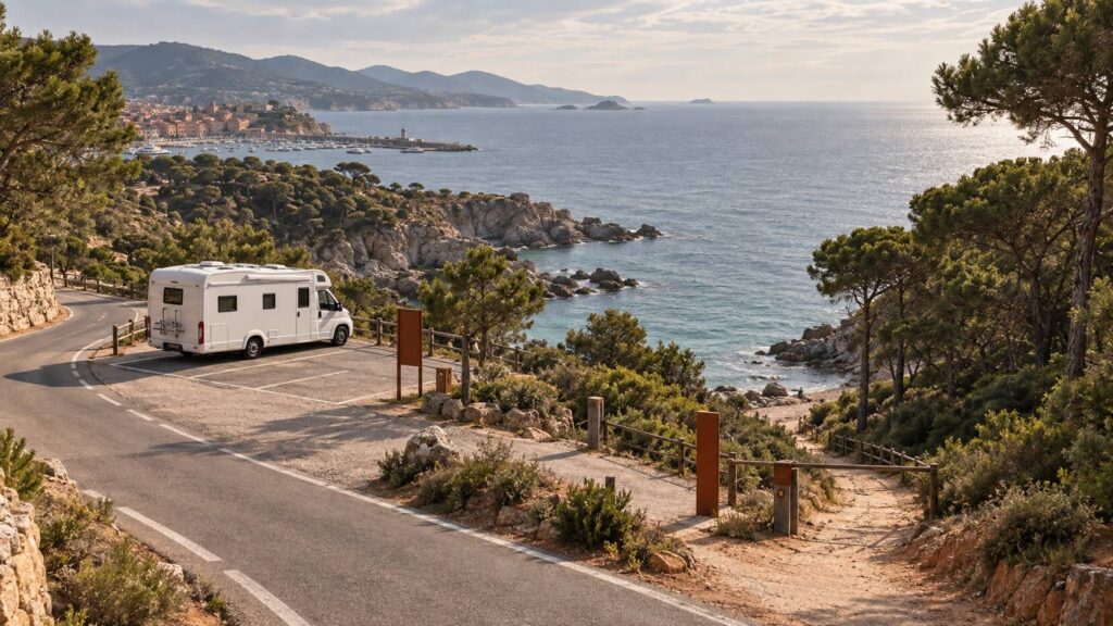 Illustration éditoriale du sujet : Da Livorno a Quercianella in camper: soste e accessi al mare