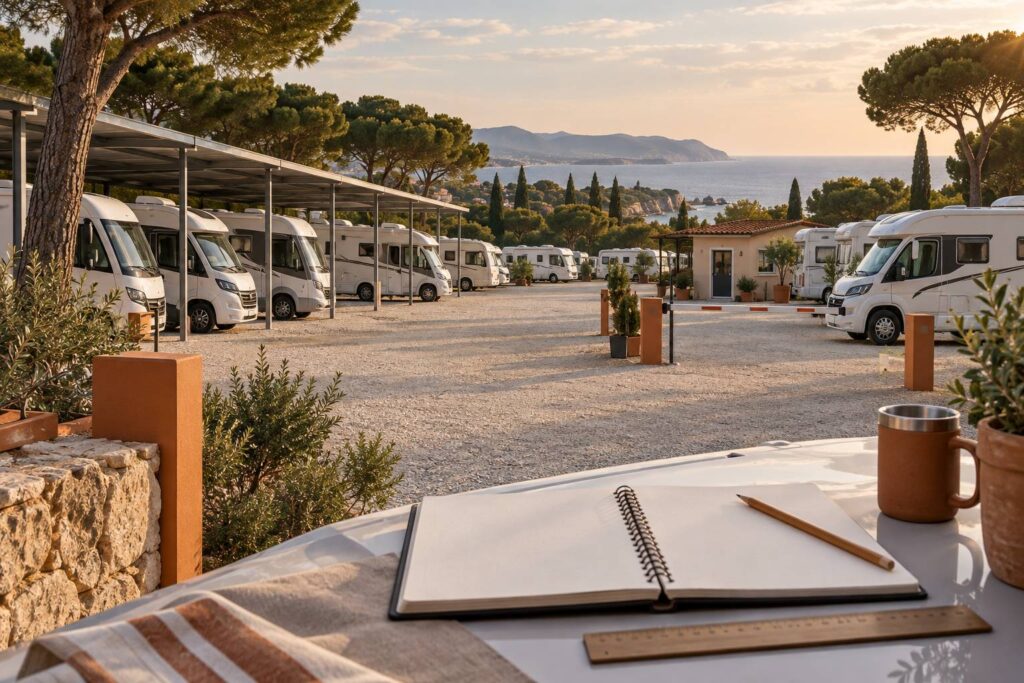 Illustration éditoriale du sujet : Quanto costa il rimessaggio di un camper sulla costa livornese