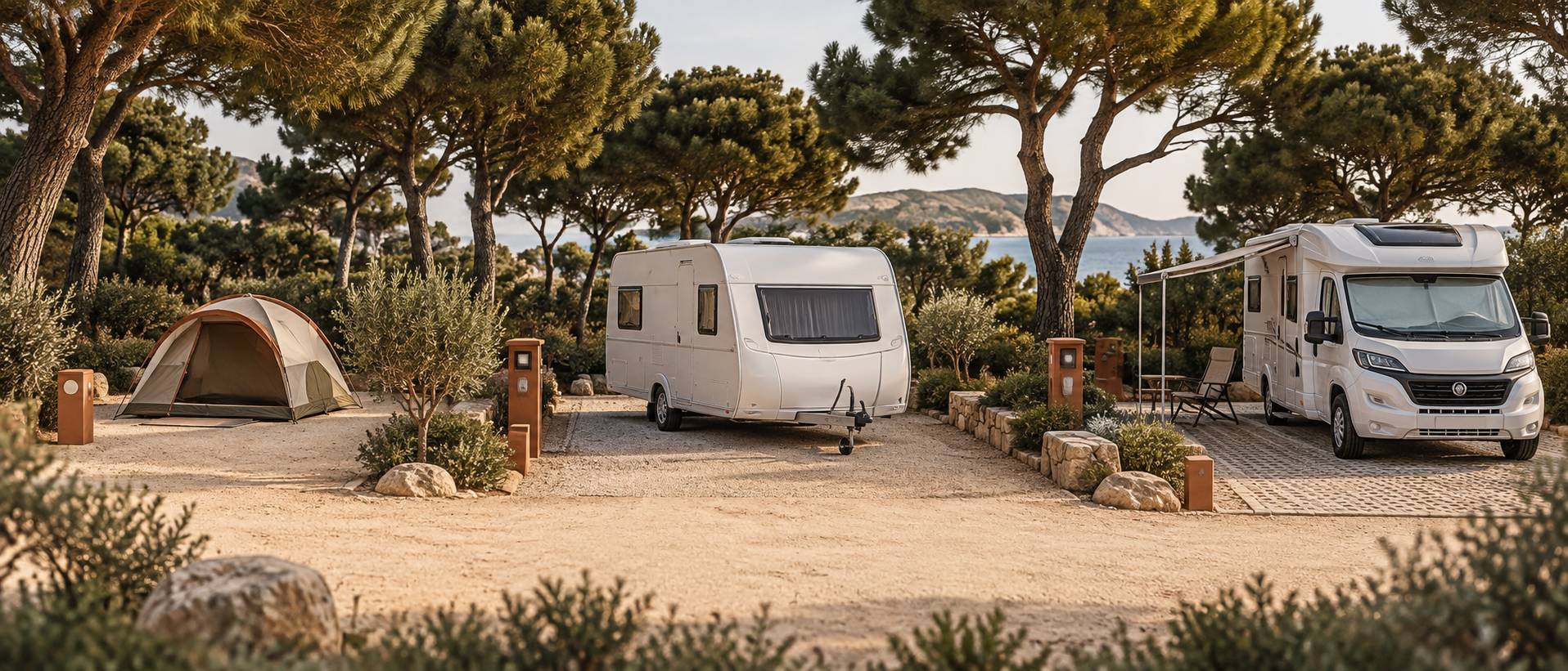 Illustration éditoriale du sujet : Tenda, caravan o camper: quale piazzola serve davvero